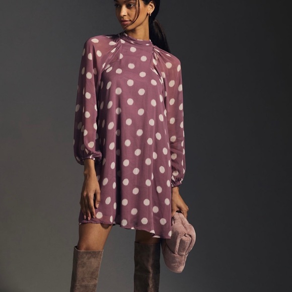 Sold .Anthropologie long sleeve Sheer Dress NWT - Picture 5 of 16
